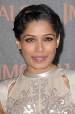 Radiant Freida Pinto Posing Gracefully For A Photoshoot Wallpaper