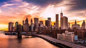 Radiant Sunset Nyc Aesthetic Wallpaper