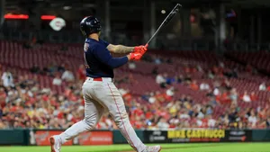 Rafael Devers Baseball Swing Action Wallpaper