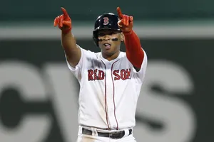 Rafael Devers Celebrating Red Sox Game Wallpaper