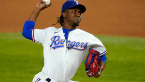 Rafael Montero In Action With Red Baseball Glove Wallpaper