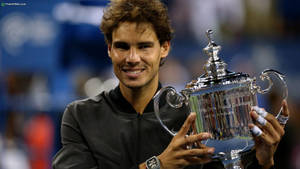 Rafael Nadal With Us Open Trophy Wallpaper