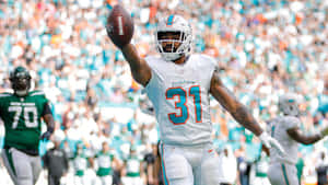 Raheem Mostert Dolphins Celebration Wallpaper