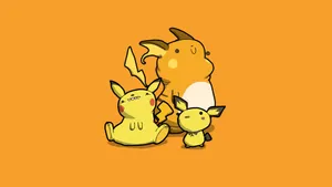 Raichu And Its Pre-evolved Forms, Pichu And Pikachu Wallpaper