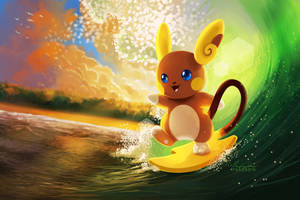 Raichu Enjoying A Day Of Surf And Sun Wallpaper