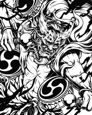 Raijin Godof Thunder Illustration Wallpaper