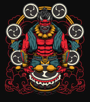 Raijin Thunder God Illustration Wallpaper