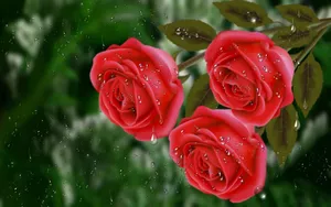 Rain-kissed Rose In Bloom Wallpaper