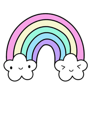 Rainbow And Clouds On A White Background Wallpaper
