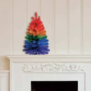 Rainbow Christmas Treeon Mantel Wallpaper