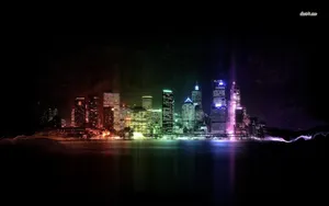 Rainbow City Neon Lights Wallpaper