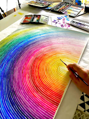 Rainbow Concentric Circles Art Wallpaper