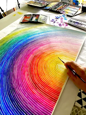 Rainbow Concentric Circles Art Wallpaper