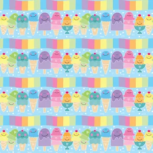 Rainbow Cute Ice Cream With Smiley Faces Wallpaper