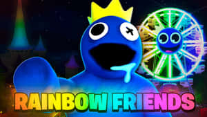 Rainbow Friends Blue Character Crown Ferris Wheel Wallpaper