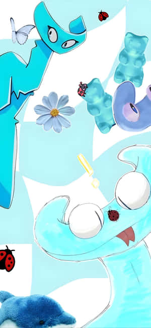 Rainbow Friends Blue Characters Wallpaper