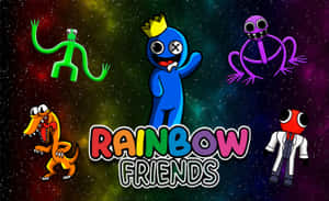 Rainbow Friends Characters Galaxy Background Wallpaper