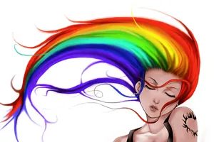 Rainbow Haired Woman Art Wallpaper