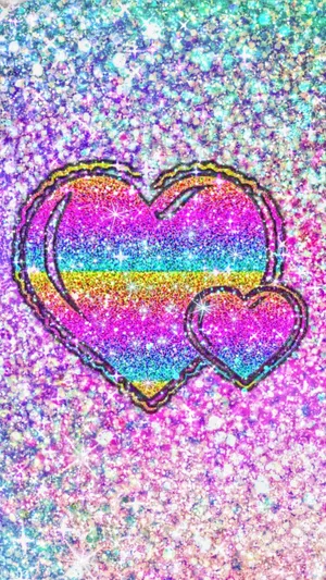 Rainbow Heart Sparkle Aesthetic Phone Wallpaper