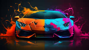 Rainbow Lamborghini Art Wallpaper