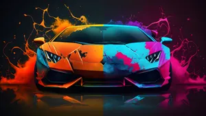 Rainbow Lamborghini Art Wallpaper