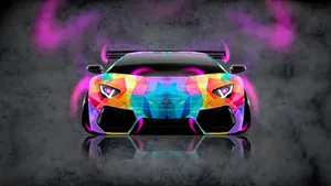 Rainbow Lamborghini Front View Wallpaper