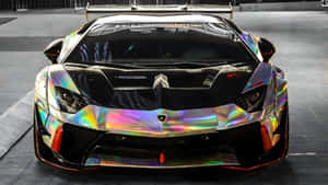 Rainbow Lamborghini Front View Wallpaper