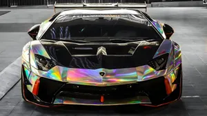 Rainbow Lamborghini Front View Wallpaper