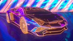 Rainbow Lamborghini Light Art Wallpaper