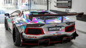 Rainbow Lamborghini Rear View Wallpaper