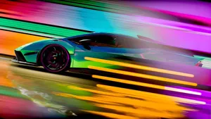 Rainbow Lamborghini Speed Blur Wallpaper