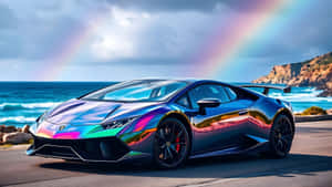 Rainbow Lamborghini Sports Car Wallpaper