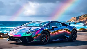 Rainbow Lamborghini Sports Car Wallpaper