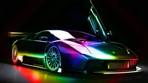 Rainbow Lamborghini Sports Car Wallpaper