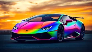 Rainbow Lamborghini Sports Car Wallpaper