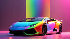 Rainbow Lamborghini Sports Car Wallpaper