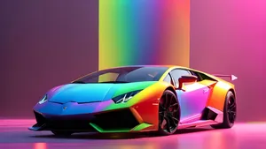 Rainbow Lamborghini Sports Car Wallpaper