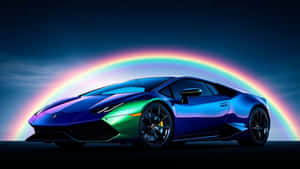 Rainbow Lamborghini Sports Car Wallpaper