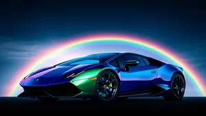 Rainbow Lamborghini Sports Car Wallpaper