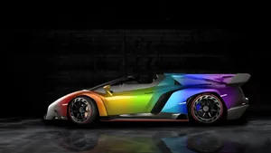 Rainbow Lamborghini Sports Car Wallpaper