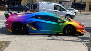 Rainbow Lamborghini Sports Car Wallpaper