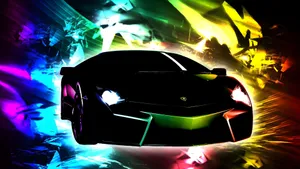 Rainbow Lamborghini Sports Car Wallpaper