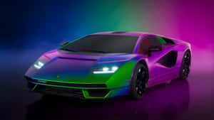 Rainbow Lamborghini Sports Car Wallpaper