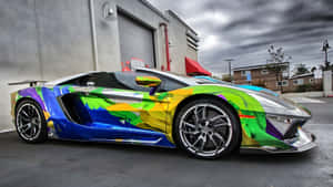Rainbow Lamborghini Sports Car Wallpaper