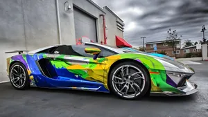 Rainbow Lamborghini Sports Car Wallpaper
