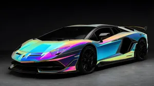 Rainbow Lamborghini Sports Car Wallpaper