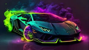 Rainbow Lamborghini Sports Car Wallpaper