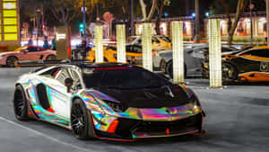 Rainbow Lamborghini Sports Car Wallpaper