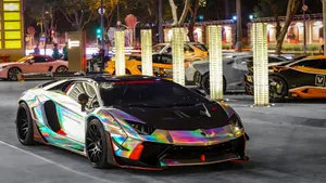 Rainbow Lamborghini Sports Car Wallpaper