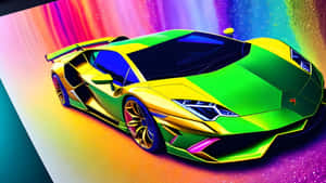 Rainbow Lamborghini Sports Car Wallpaper